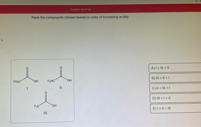 Rank the solutions below in order of increasing acidity.